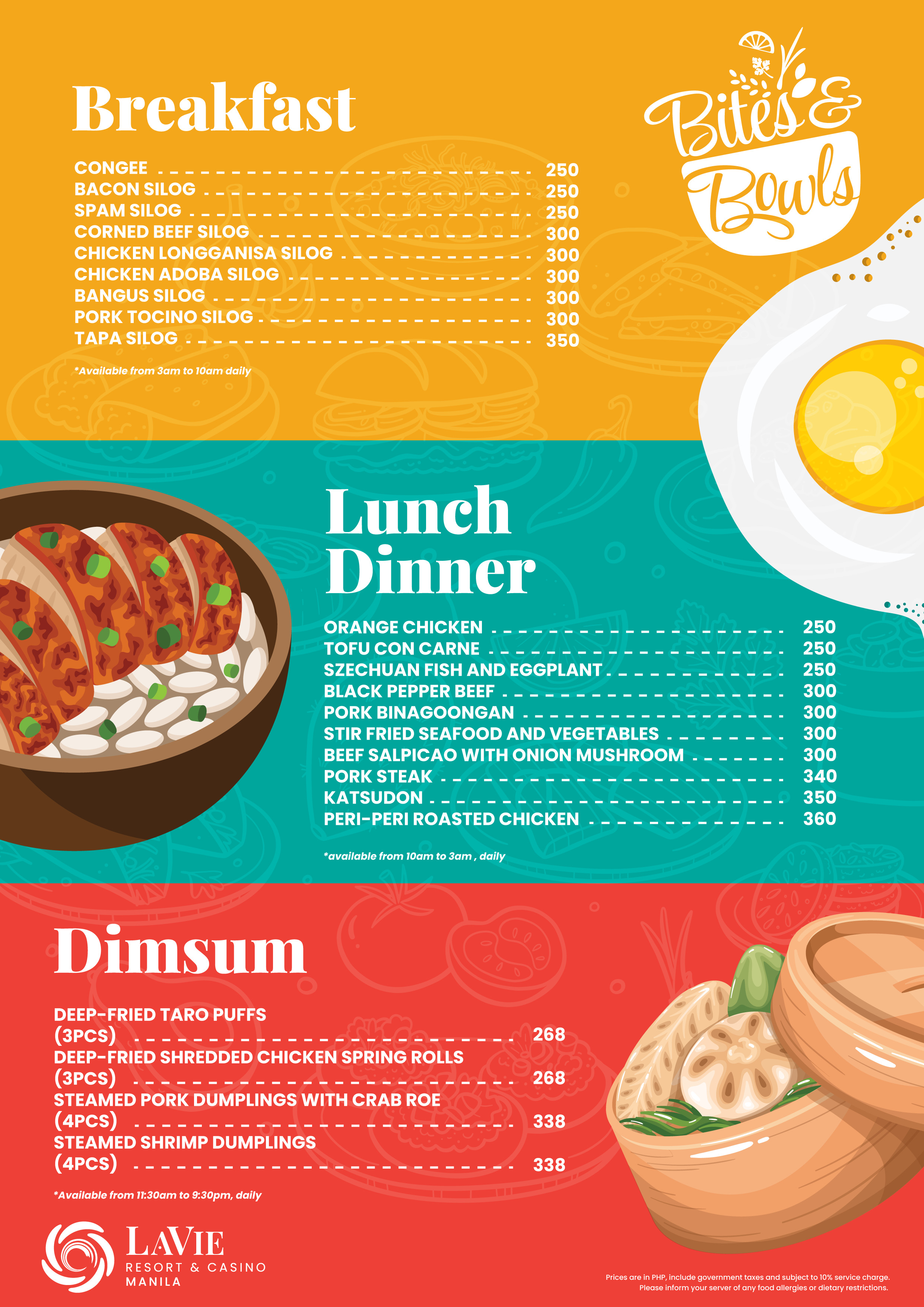 Bites and Bowls Menu 1