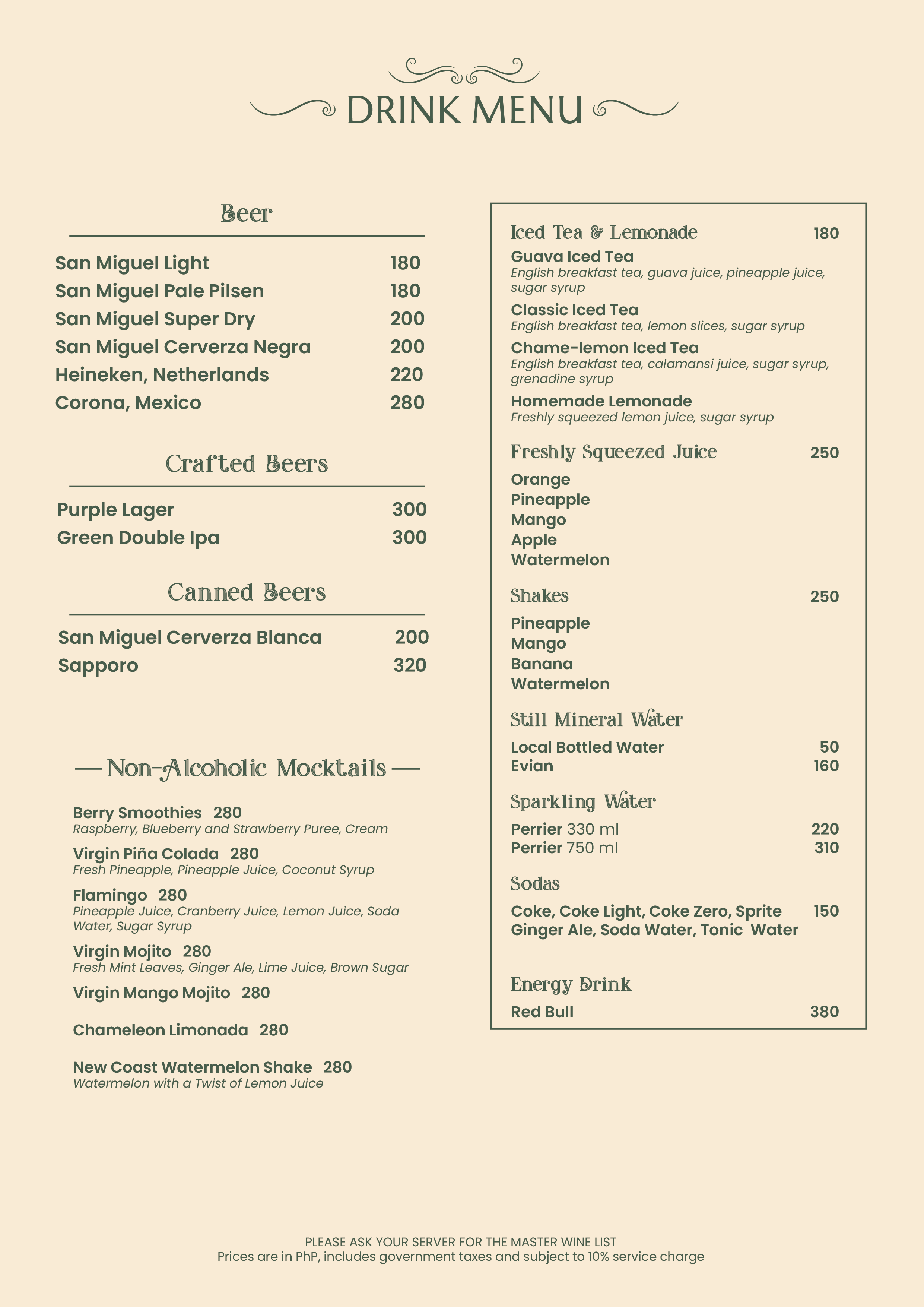 Chameleon Drinks Menu 03