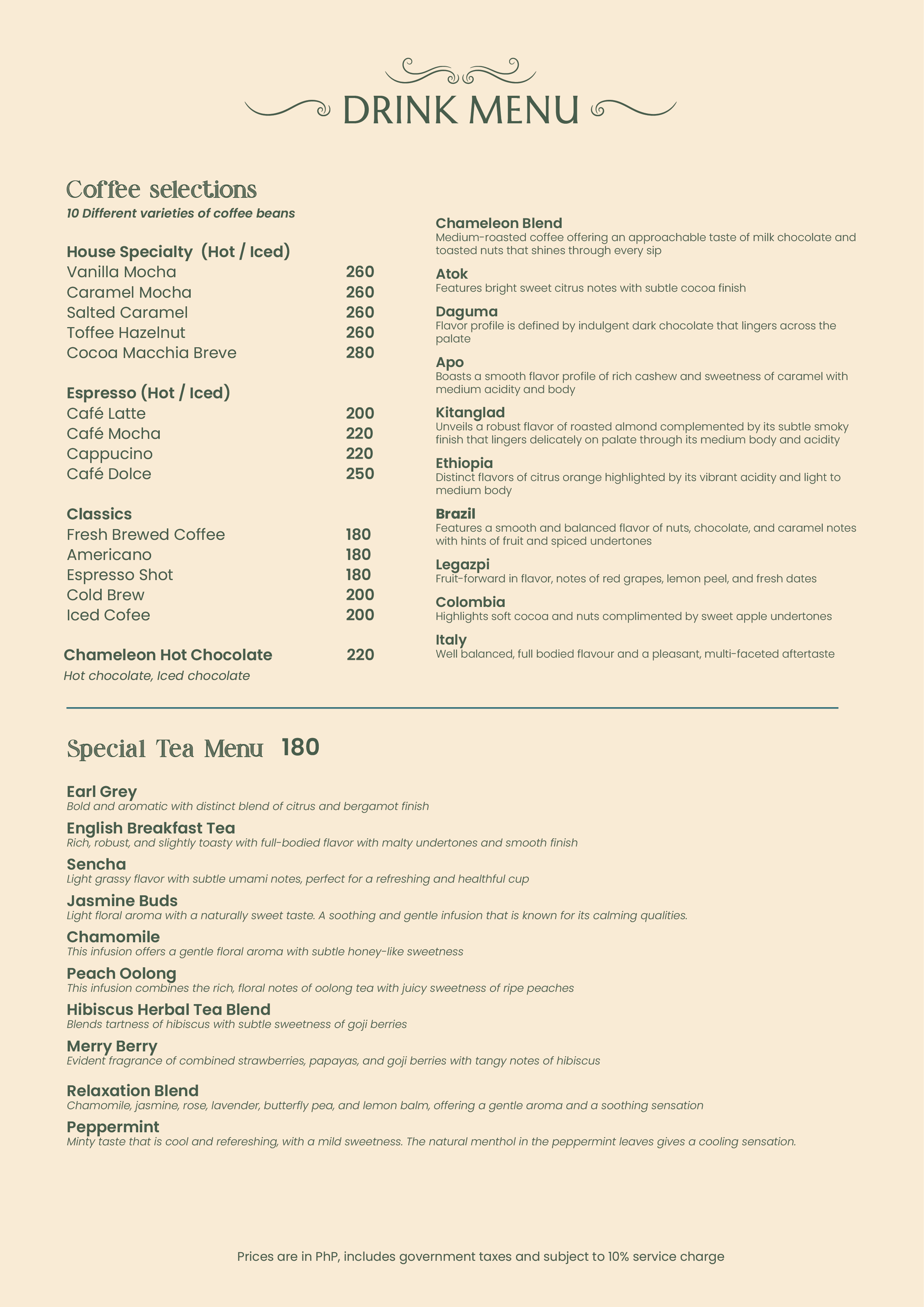 Chameleon Drinks Menu 04