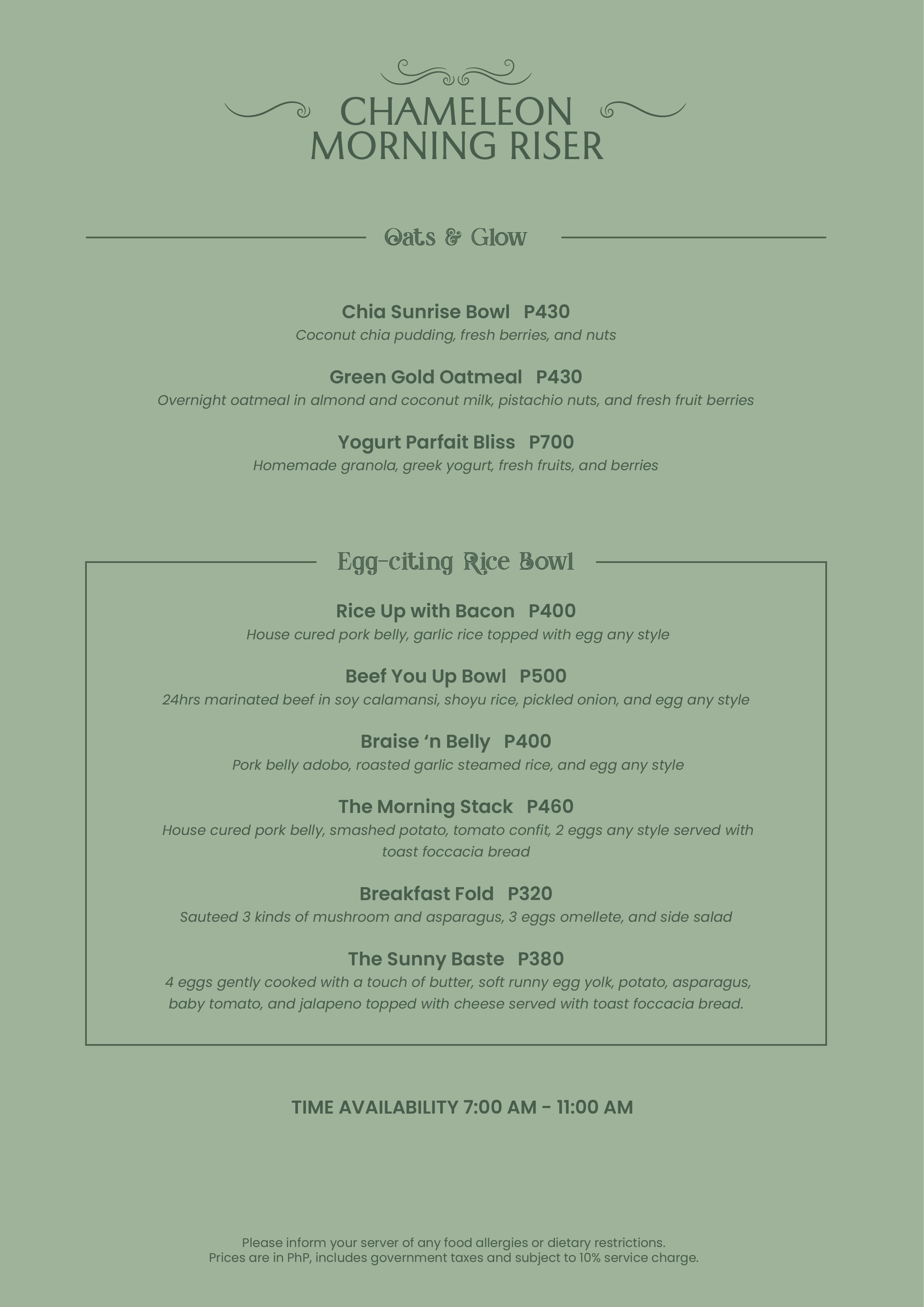 Chameleon Food Menu 01