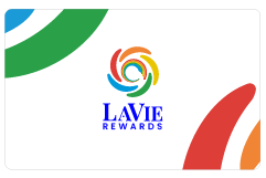 Lavie rewards card showing the colorful lavie logo