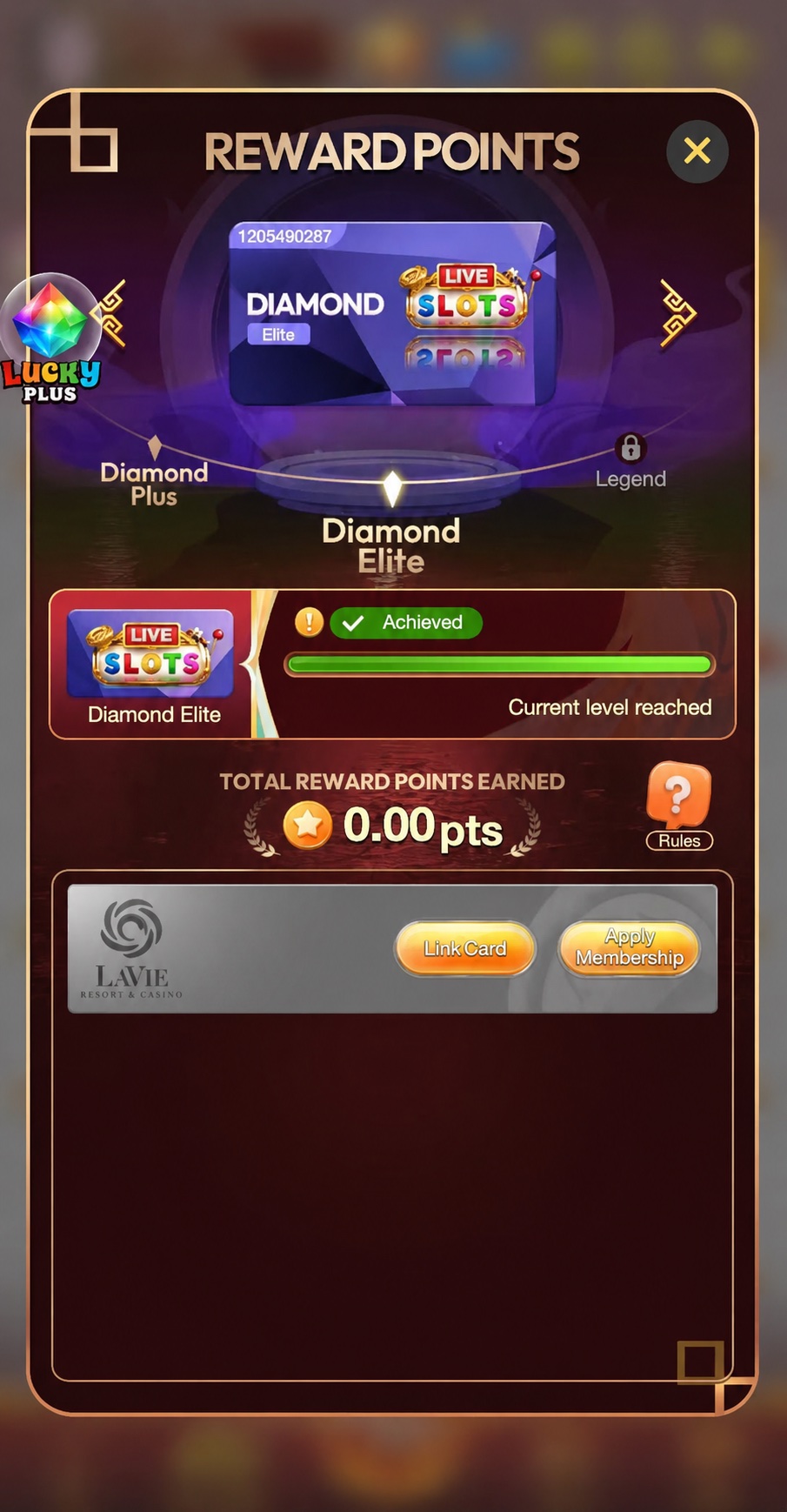 LaVie Casino Plus App Interface